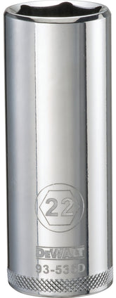 DeWALT DWMT93536OSP Drive Socket, 22 mm Socket, 1/2 in Drive, 6-Point, Vanadium Steel, Polished Chrome